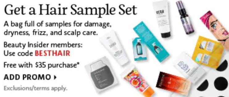Sephora sample set offered as part of beauty offers 