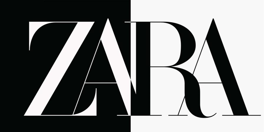 Zara store new logo design in black and white 